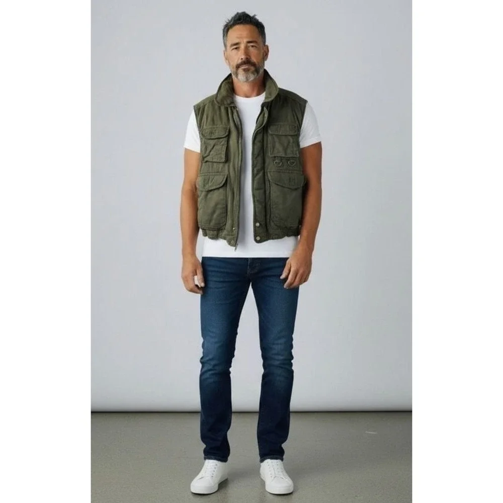 Totes Weather Protectors Vintage Utility Vest Flannel Lined Green